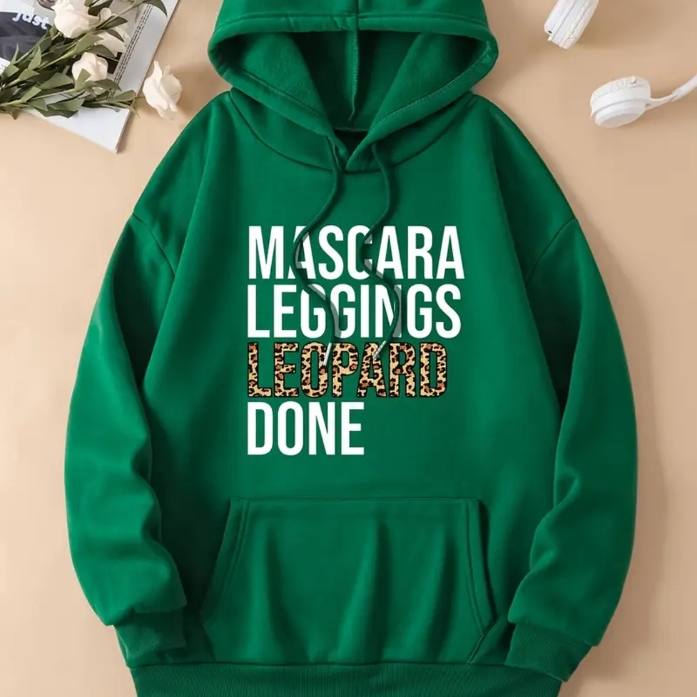 Green Graphic Hoodie - Mascara Leggings Leopard Done